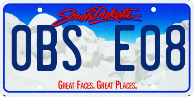 SD license plate 0BSE08