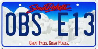 SD license plate 0BSE13
