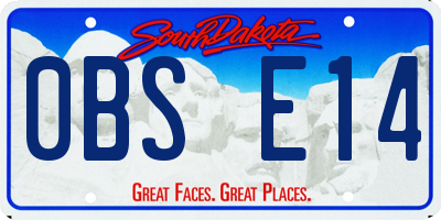 SD license plate 0BSE14