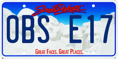 SD license plate 0BSE17