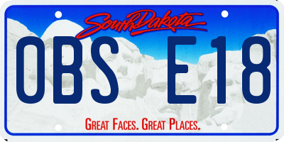 SD license plate 0BSE18