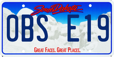 SD license plate 0BSE19
