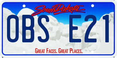 SD license plate 0BSE21