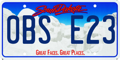 SD license plate 0BSE23