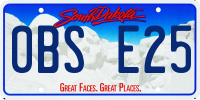 SD license plate 0BSE25