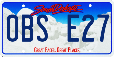 SD license plate 0BSE27