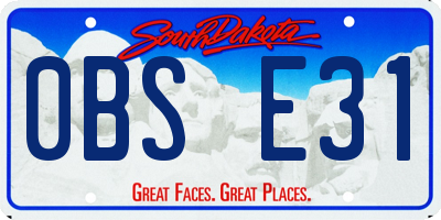 SD license plate 0BSE31