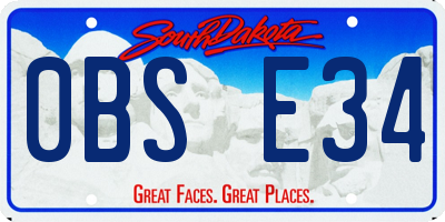 SD license plate 0BSE34