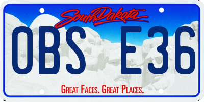 SD license plate 0BSE36
