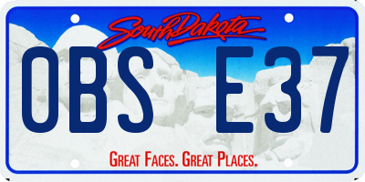 SD license plate 0BSE37