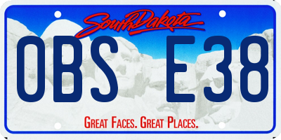 SD license plate 0BSE38