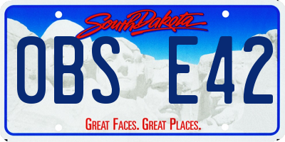 SD license plate 0BSE42