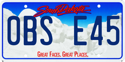 SD license plate 0BSE45