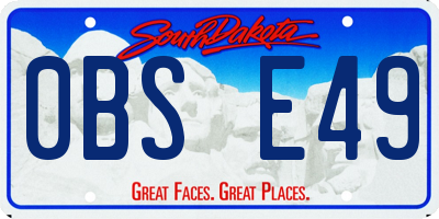 SD license plate 0BSE49