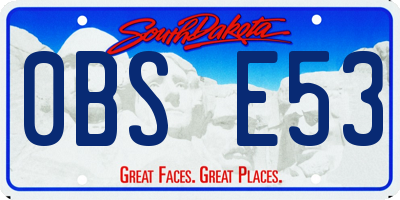 SD license plate 0BSE53