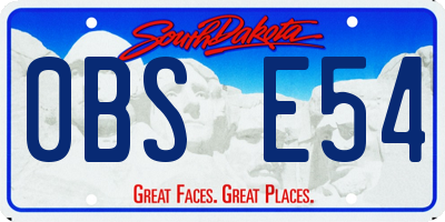 SD license plate 0BSE54