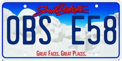 SD license plate 0BSE58