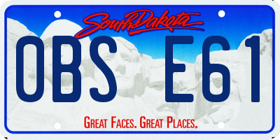 SD license plate 0BSE61