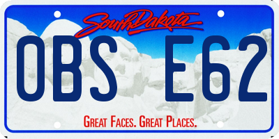 SD license plate 0BSE62