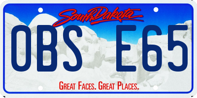 SD license plate 0BSE65