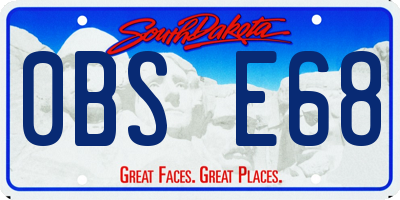 SD license plate 0BSE68
