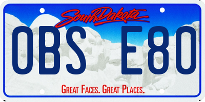SD license plate 0BSE80