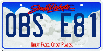 SD license plate 0BSE81