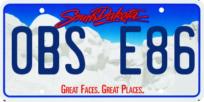 SD license plate 0BSE86