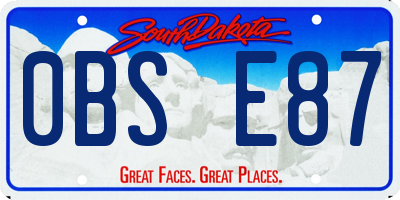 SD license plate 0BSE87