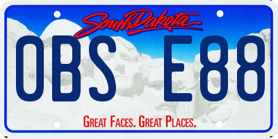 SD license plate 0BSE88