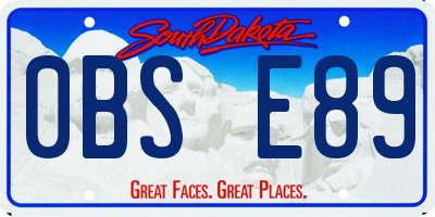 SD license plate 0BSE89