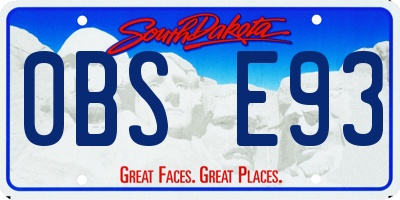 SD license plate 0BSE93