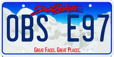 SD license plate 0BSE97