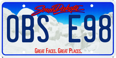 SD license plate 0BSE98