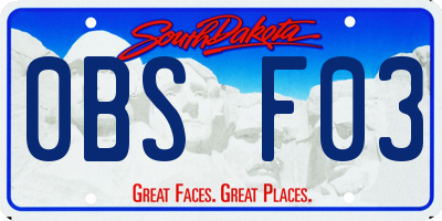 SD license plate 0BSF03