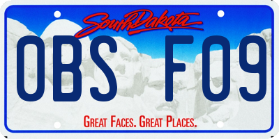 SD license plate 0BSF09