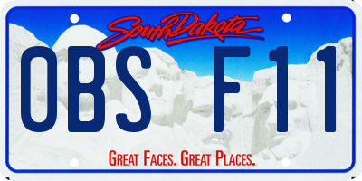 SD license plate 0BSF11