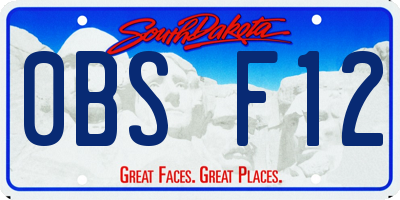 SD license plate 0BSF12