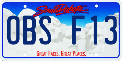 SD license plate 0BSF13
