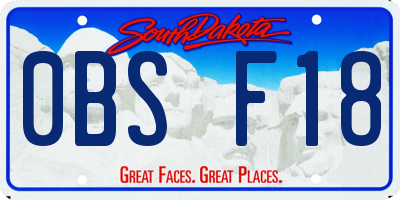 SD license plate 0BSF18