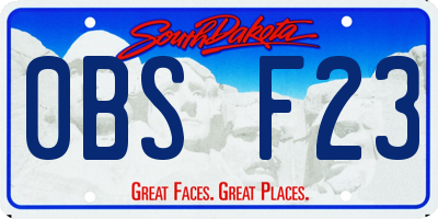SD license plate 0BSF23