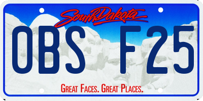 SD license plate 0BSF25
