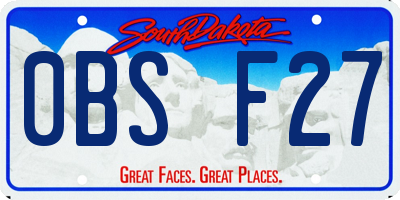 SD license plate 0BSF27
