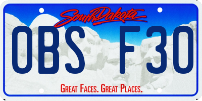 SD license plate 0BSF30