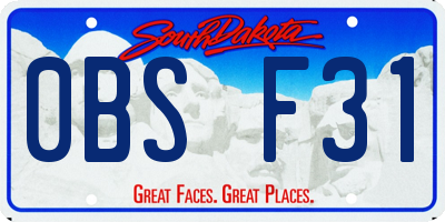 SD license plate 0BSF31