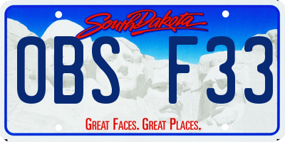 SD license plate 0BSF33
