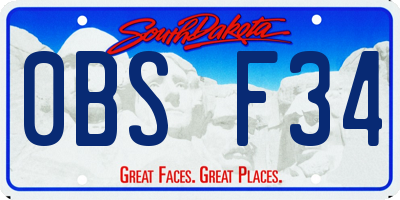 SD license plate 0BSF34