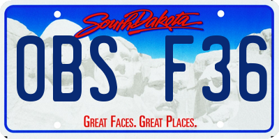 SD license plate 0BSF36