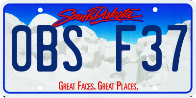 SD license plate 0BSF37