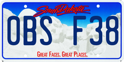 SD license plate 0BSF38